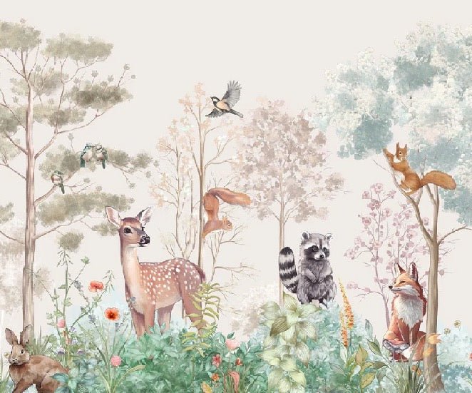 Children's bedroom wallpaper magic nature beige