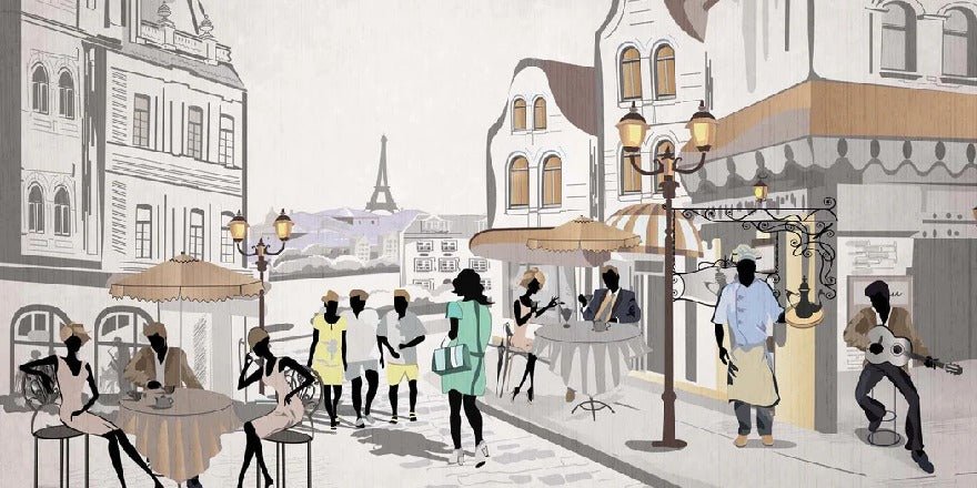 French wallpaper Paris café en terrasse