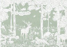 Green woodland animals wallpaper