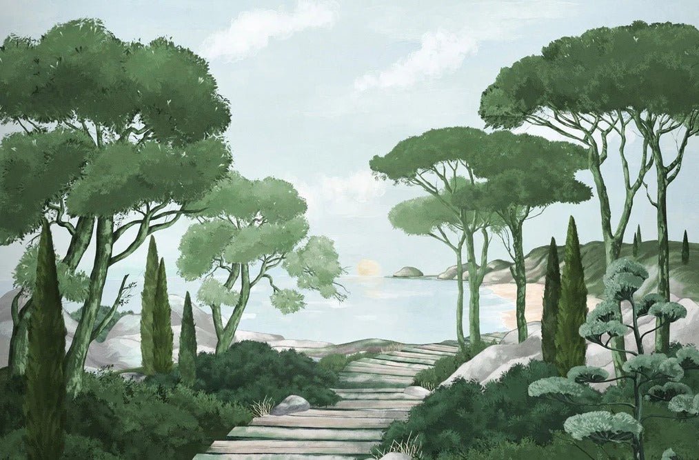 Stroll in the calanques wallpaper green