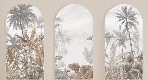 Sepia tropical arches wallpaper
