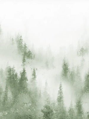 Watercolor green mist bistro fir wallpaper