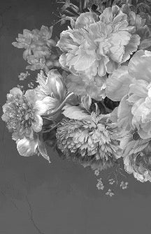 Peony black and white bistro wallpaper