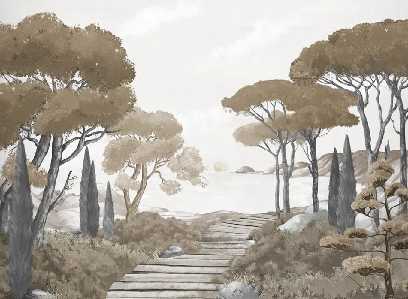 Papier peint balade dans les calanques brun, XXL, tendance