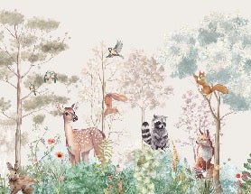 Children's bedroom wallpaper magic nature beige