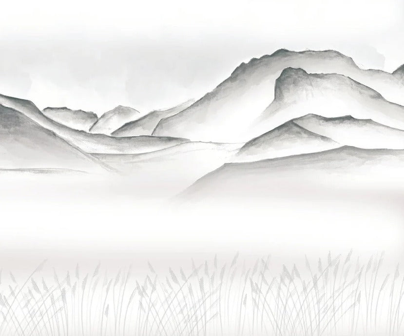 Artistic wallpaper Annecy between lake and mountains GREY