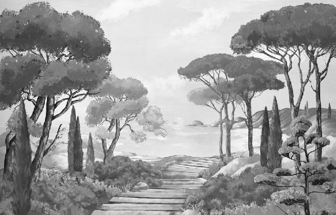 Wallpaper stroll in the calanques black and white