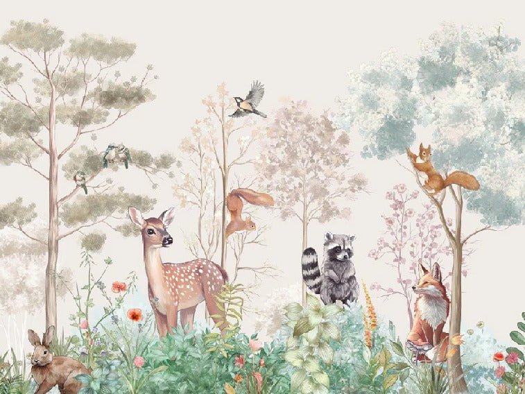 Children's bedroom wallpaper magic nature beige