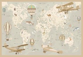 Children's wallpaper world map aviator
