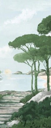 Papier peint balade dans les calanques vert, XXL, tendance