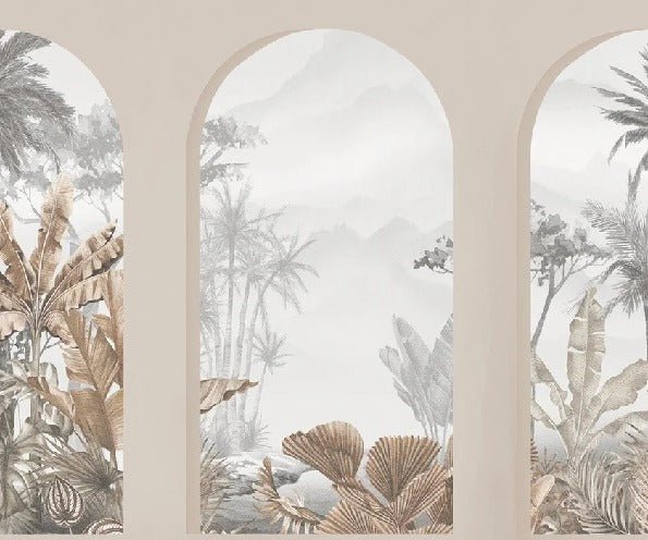 Sepia tropical arches wallpaper