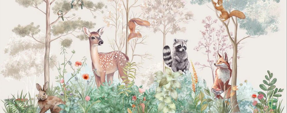 Children's bedroom wallpaper magic nature beige