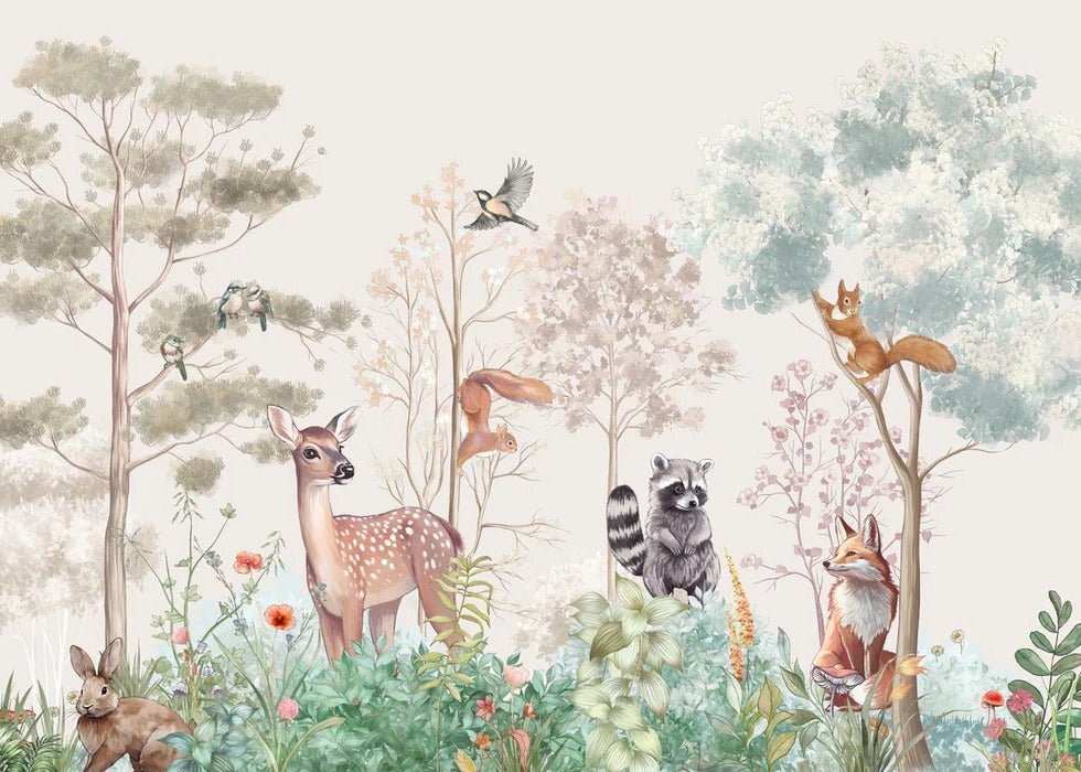 Children's bedroom wallpaper magic nature beige