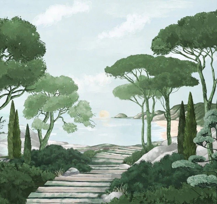 Stroll in the calanques wallpaper green