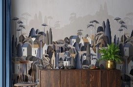 Exotic village houses wallpaper
