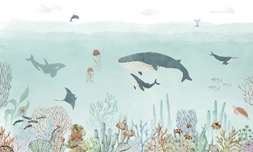 Baby blue whale wallpaper