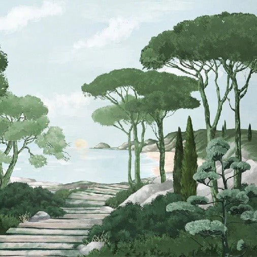 Stroll in the calanques wallpaper green