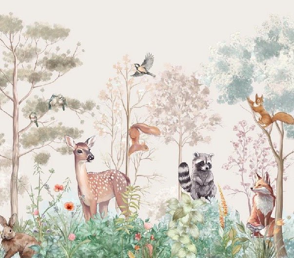 Beige magical nature children's bedroom wallpaper