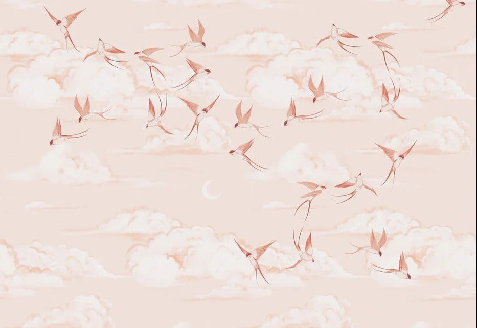 Terracotta poetic children's bedroom wallpaper