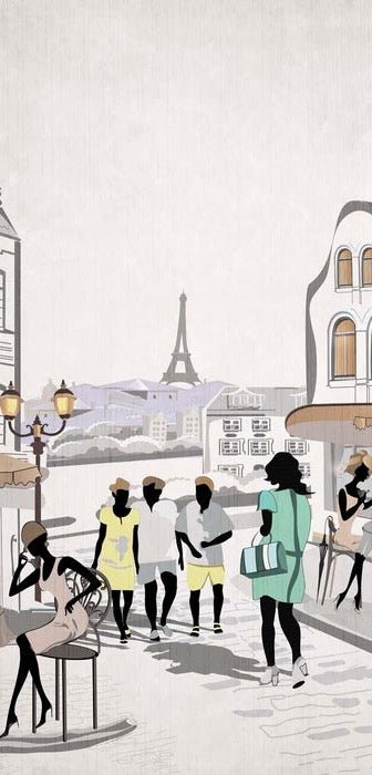 French wallpaper Paris café en terrasse