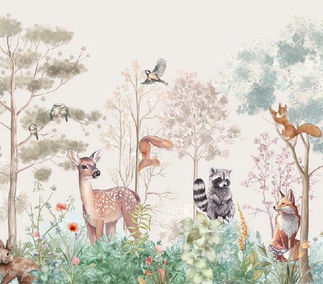 Children's bedroom wallpaper magic nature beige