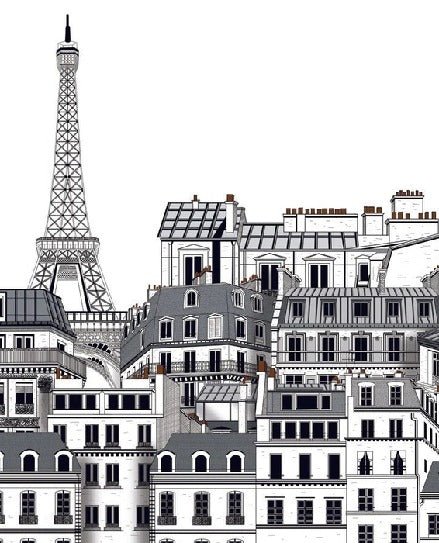 French wallpaper featuring Parisian rooftops