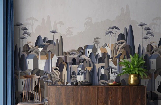 Exotic village houses wallpaper