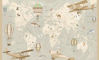 Children's wallpaper world map aviator