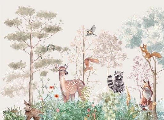 Children's bedroom wallpaper magic nature beige