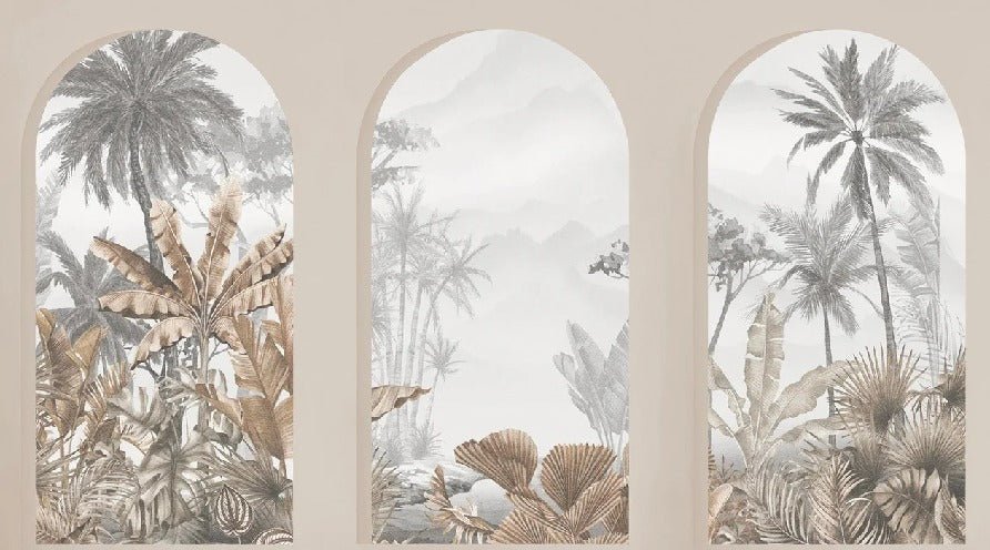 Sepia tropical arches wallpaper
