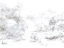 Papier peint forêt de pin aquarelle, XXL, tendance