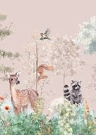Magical nature pink children's bedroom wallpaper