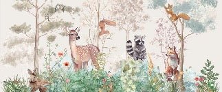 Children's bedroom wallpaper magic nature beige