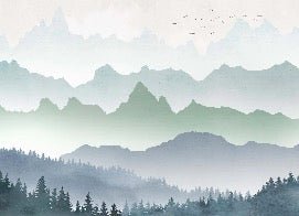 Papier peint brume matinale forêt, XXL, tendance