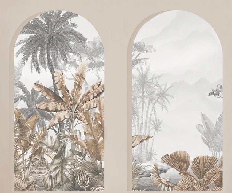 Sepia tropical arches wallpaper