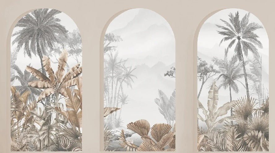Sepia tropical arches wallpaper