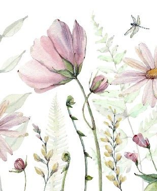 Flowers and dragonflies wallpaper