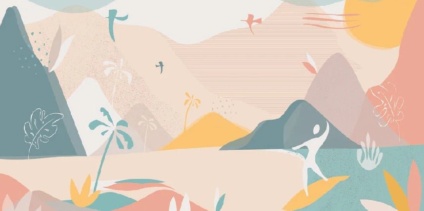 Beach art deco bistro wallpaper