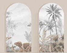 Sepia tropical arches wallpaper