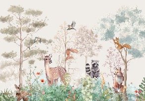 Children's bedroom wallpaper magic nature beige