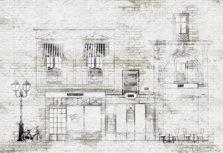 Wallpaper bistro vintage parisian facade