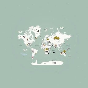 Papier peint Carte du monde en Francais enfant vert, XXL, tendance