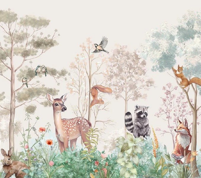 Children's bedroom wallpaper magic nature beige