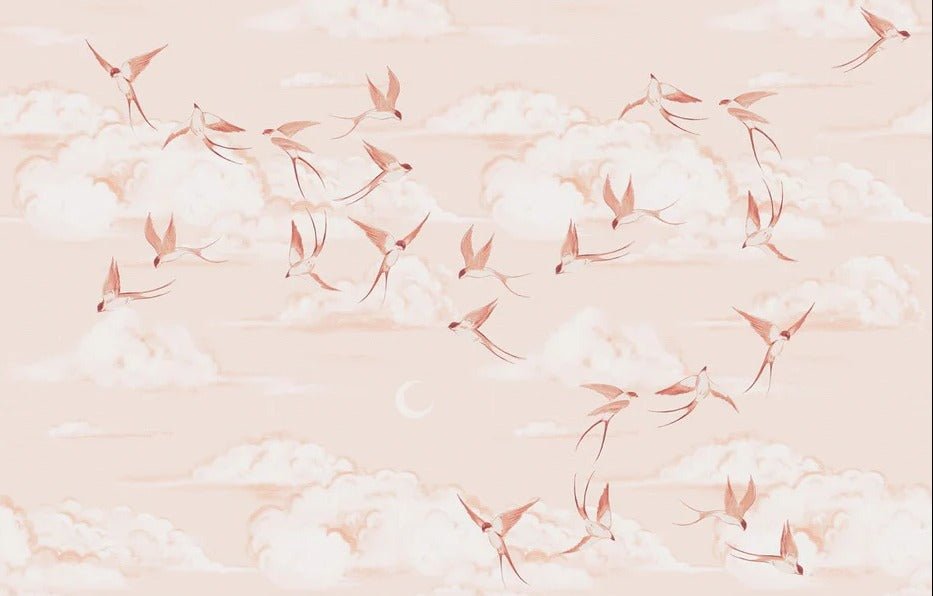 Terracotta poetic children's bedroom wallpaper