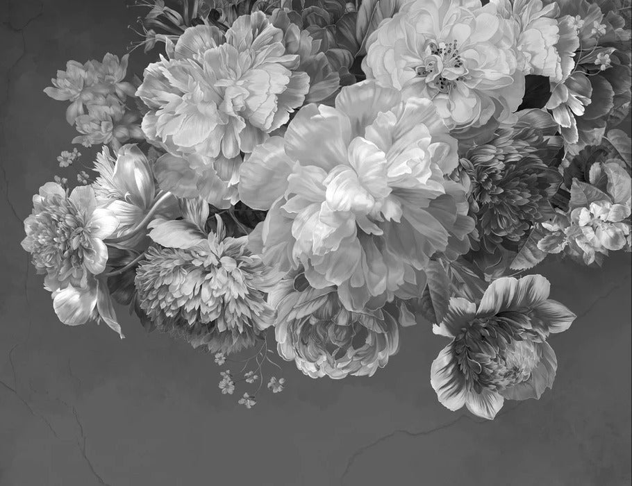 Black and white peony flower wallpaper