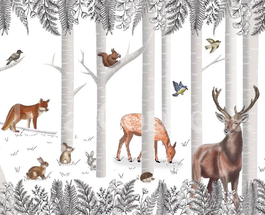 Enchanted wood and animals wallpaper