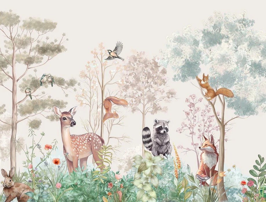 Children's bedroom wallpaper magic nature beige