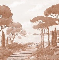 Papier peint balade dans les calanques terracotta, XXL, tendance