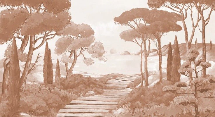 Papier peint balade dans les calanques terracotta, XXL, tendance