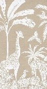 Children's wallpaper safari monochrome beige